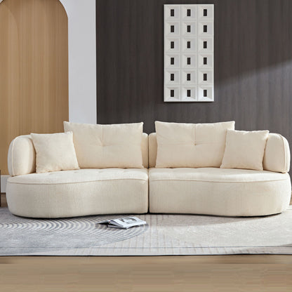 4 Seat Modular Sofa With Removable Pillows, Durable Fabric And Solid Wood Frame - White