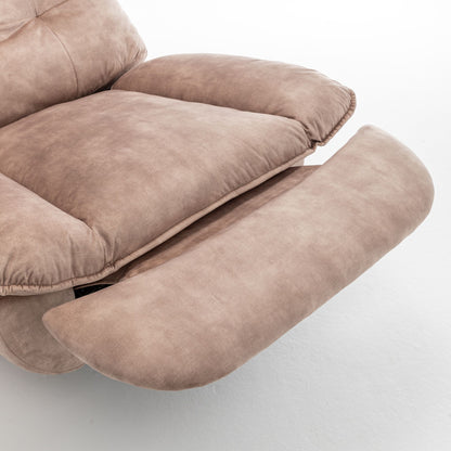 Modern Swivel Gliding Recliner Chair With Rocking Function And Phone Holder - Large Comfortable Reading Chair Stamped Velvet - Natural Brown