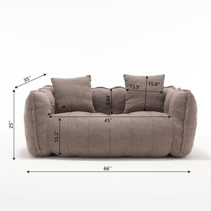 Soft Beanbag Chair With High Resilience Foam Core For Two People - Brown