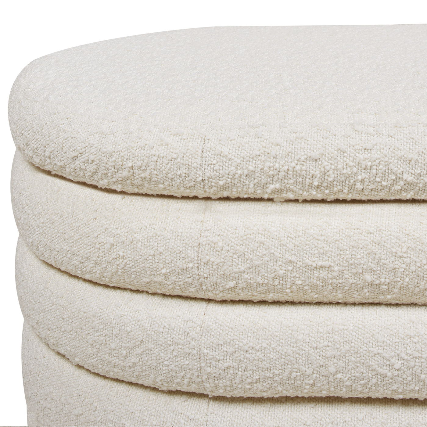 Fuji - Upholstered Oval Storage Bench - Ivory White