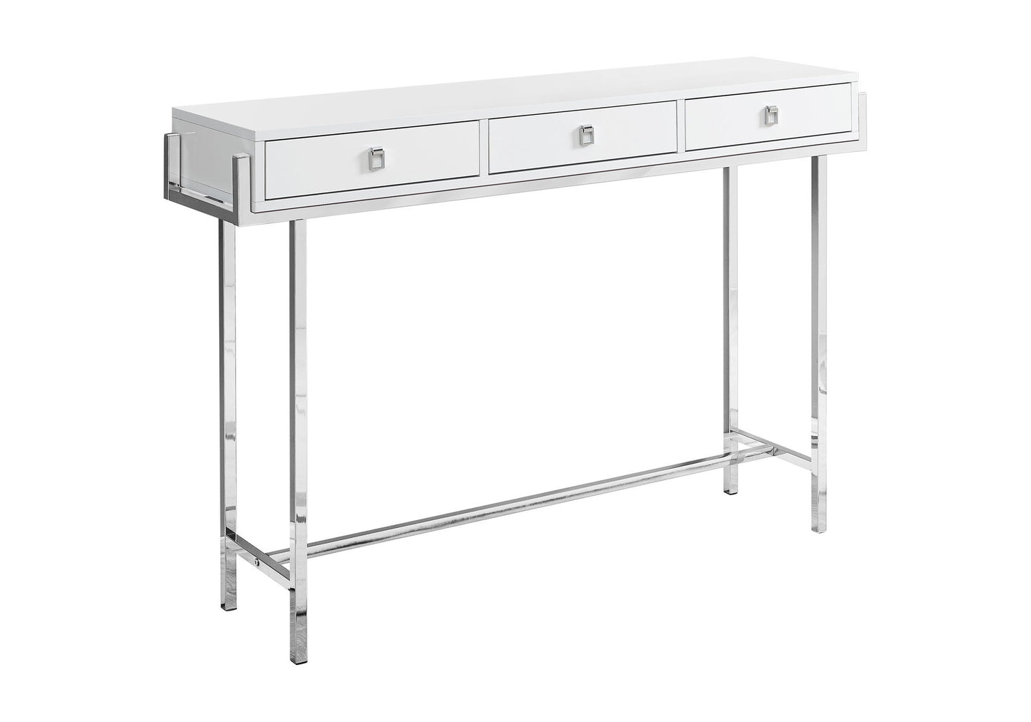 Accent Console Table For Entryway, Storage Drawer, Glossy Contemporary & Modern - White