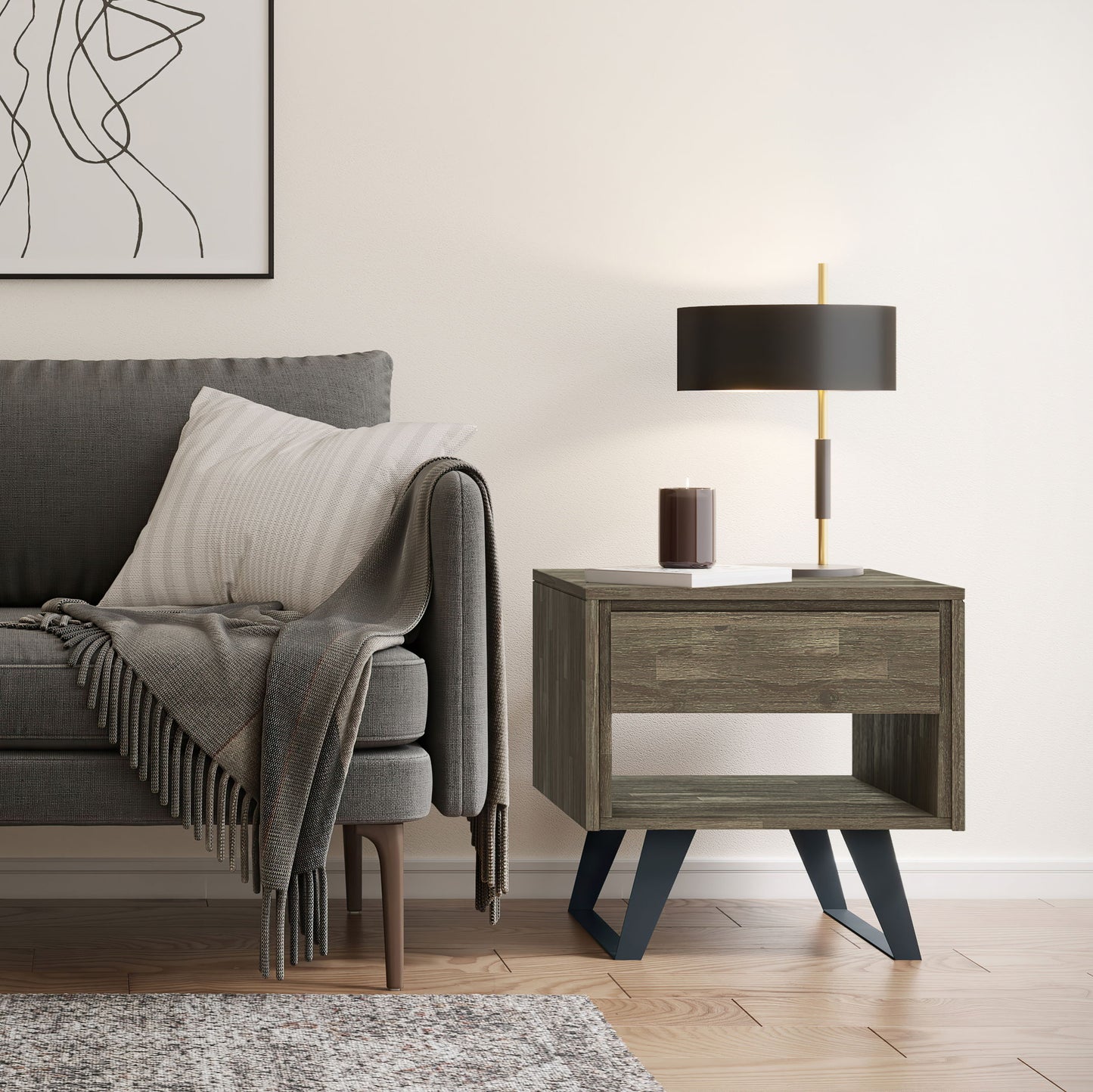 Lowry - End Table - Distressed Gray
