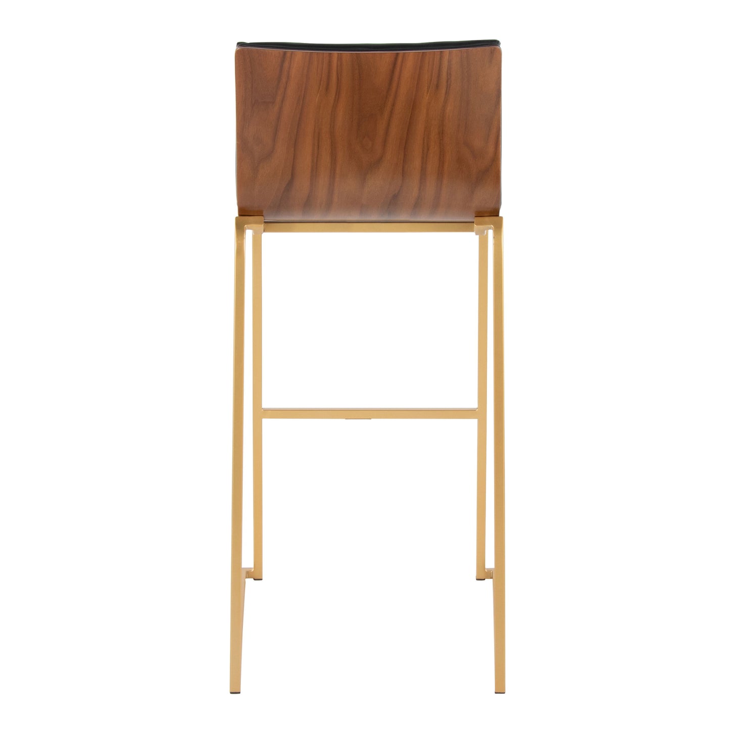 Mason Mara - Contemporary Fixed Height Barstool (Set of 2) - Gold / Walnut / Black