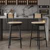 Bar Stools Swivel Counter Chairs With Metal Frame (Set of 2) Hand Woven Paper Rope Dining Barstools For Kitchen Counter - Creamy White
