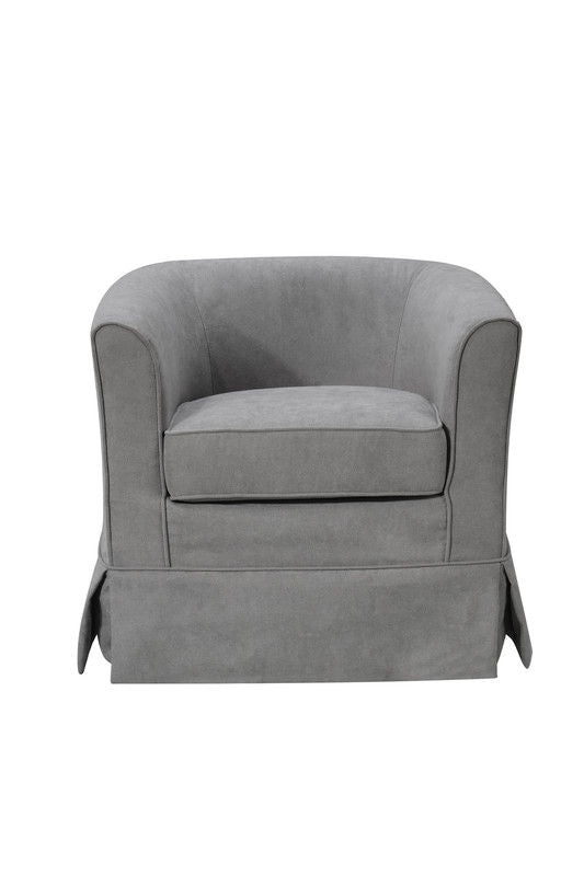Tucker - Woven Fabric Swivel Barrel Chair - Steel Gray