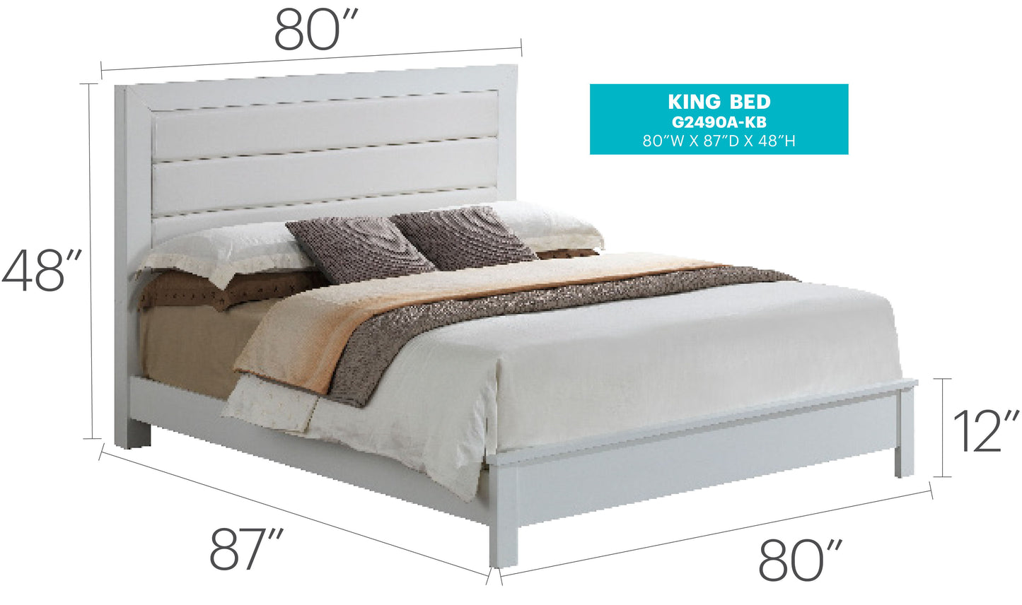 King Bed Chic Transitional - White