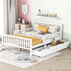 Full Size Platform Bed With Guardrails On Both Sides And 2 Storage Drawers - White