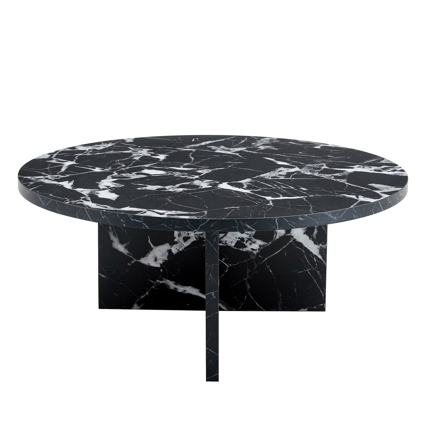 Versatile Round Coffee Table For Various Interior Styles, Exhibiting Modern Minimalism And Nordic Charm - Black / Black White