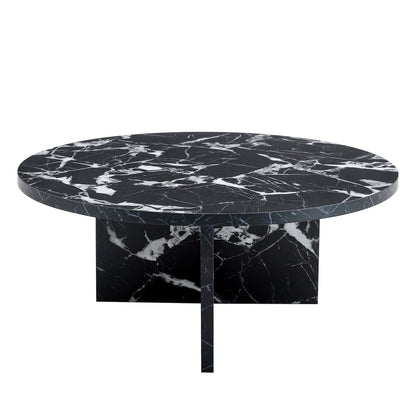 Versatile Round Coffee Table For Various Interior Styles, Exhibiting Modern Minimalism And Nordic Charm - Black / Black White