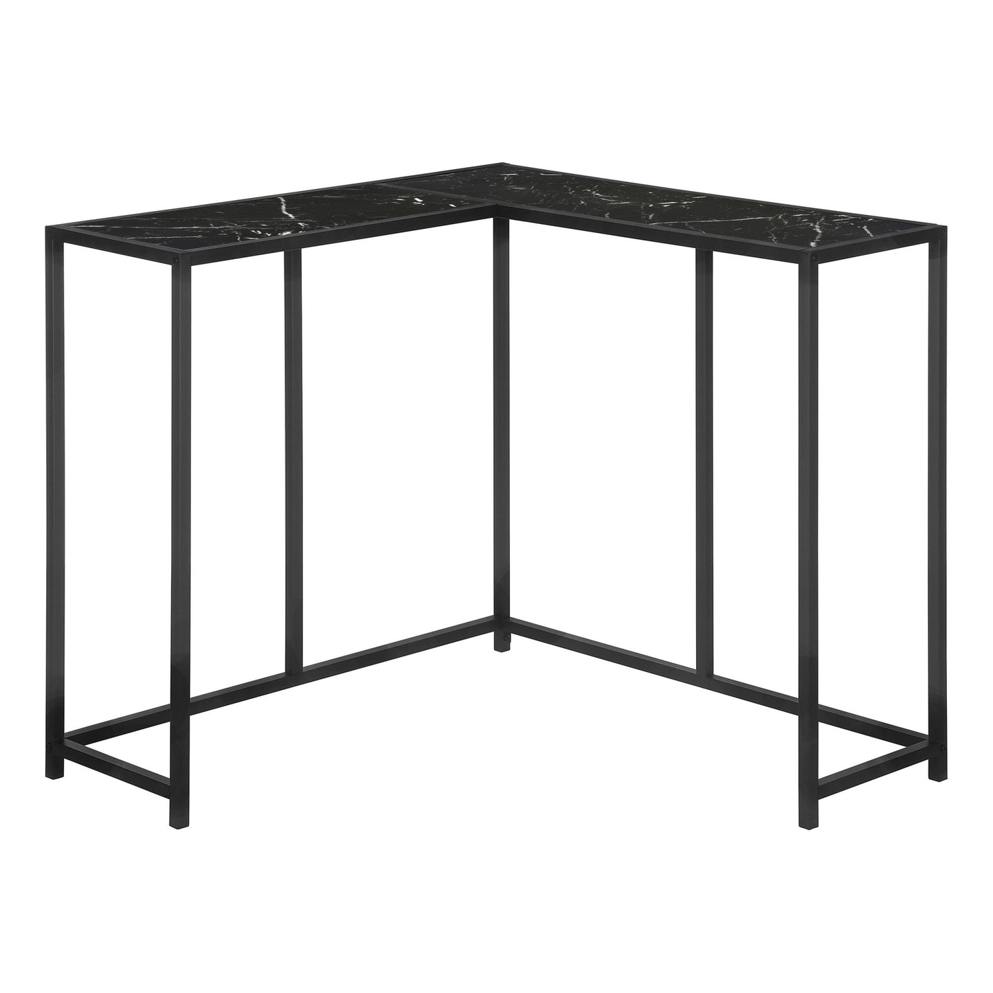 Corner Accent Console Table For Entryway, Marble Look Contemporary & Modern - Black