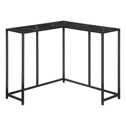 Corner Accent Console Table For Entryway, Marble Look Contemporary & Modern - Black