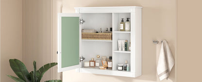 Bathroom Medicine Cabinet With Mirror, Wall Mounted Mirror Cabinet With Storage Organizer, Over The Toilet Storage White Storage Cabinet For Bathroom - White