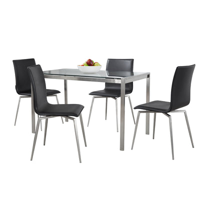Fuji Mason - Upholstered Swivel Contemporary Dining Set, Glass, 5 Piece - Black / Multicolor