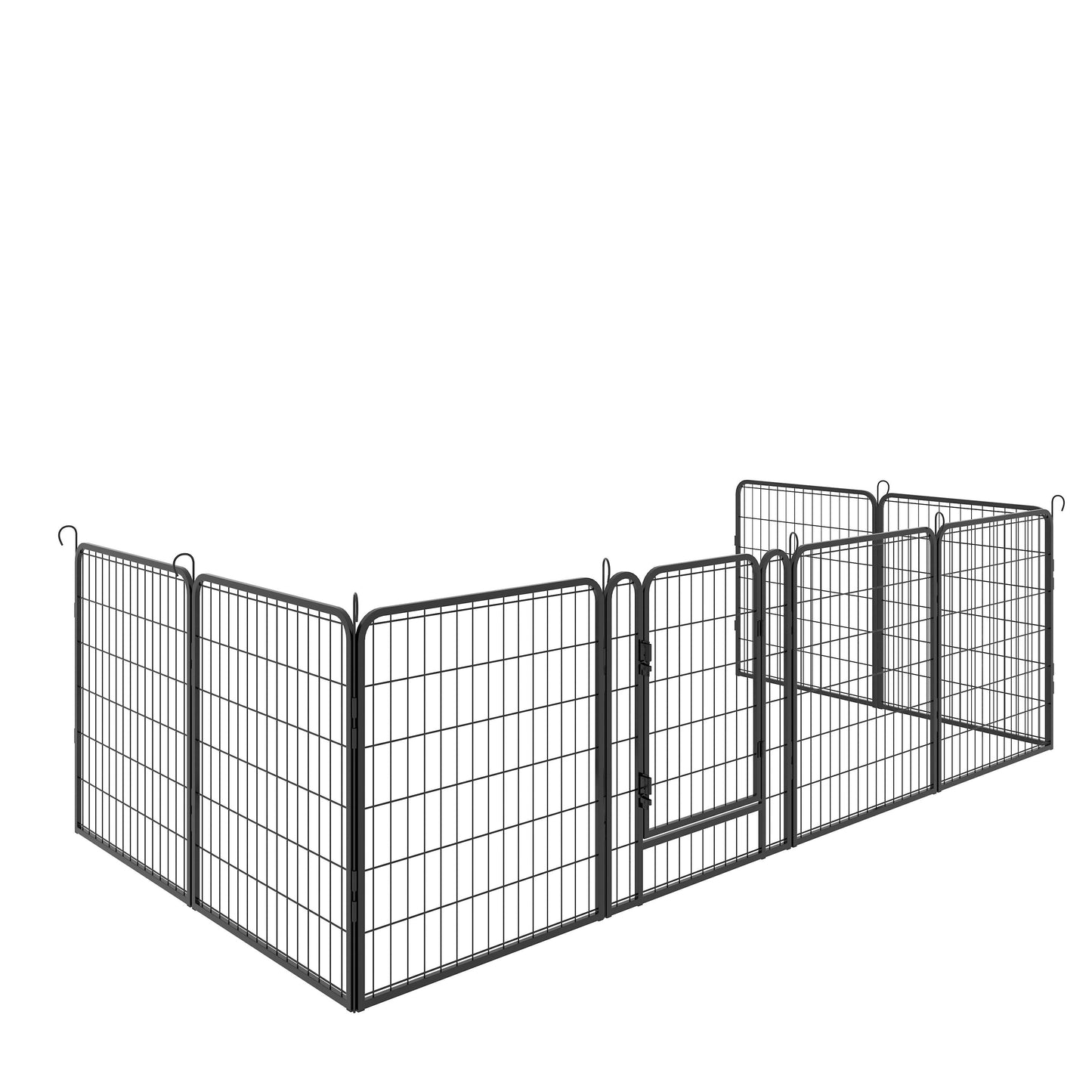 53.94" 8 Panels Heavy Duty Metal Playpen With Door, Dog Fence Pet Exercise Pen For Outdoor, Indoor - Black