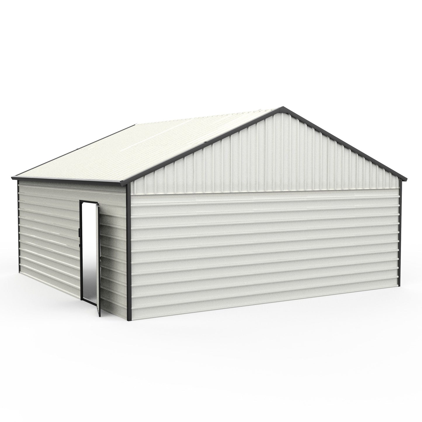 Double Garage Metal Shed With Side Entry Door, Can Storage Power Tools, Motorized Machinery, Farm Equipment, Pick Up Truck - Cream