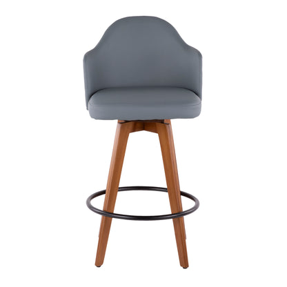 Ahoy - Mid-Century Counter Stool - Walnut / Gray