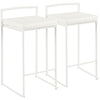 Fuji - Contemporary Stackable Counter Stool (Set of 2) - White - Faux Leather