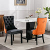 Nikki - Modern, High-End Tufted Solid Wood Contemporary And Velvet Upholstered Dining Chair With Wood Legs Nailhead Trim (Set of 2) - Black / Orange