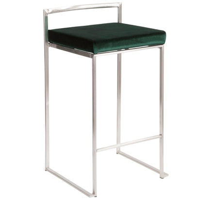 Fuji - Contemporary Stackable Counter Stool (Set of 2) - Green