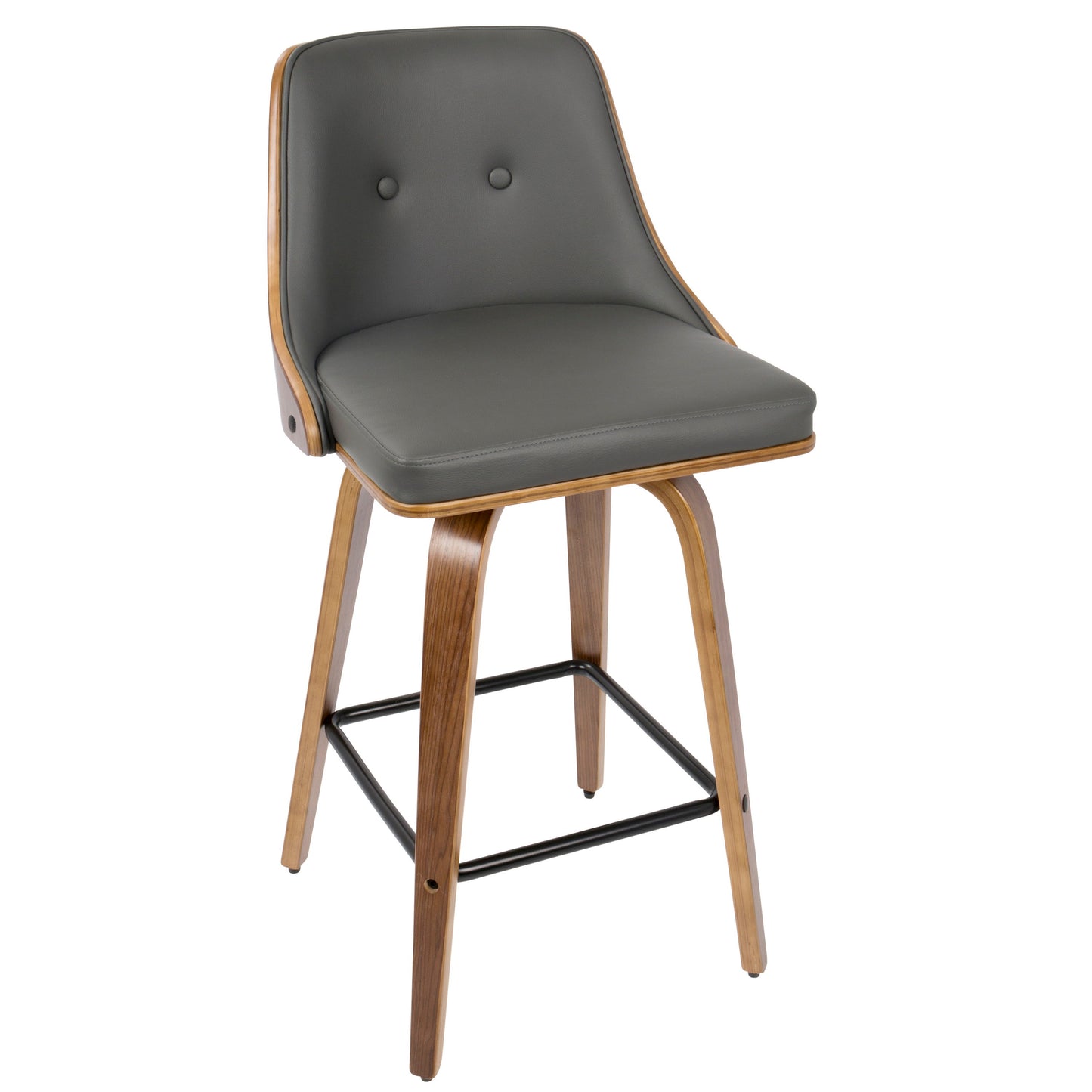 Gianna - Mid-Century Modern Counter Stool (Set of 2) - Walnut / Gray