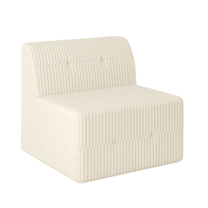 Modern Minimalist Sectional Sofa Sleeper Corduroy Couch Comfy Space Efficient Design - White