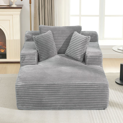 Modern Full Compressed Chaise Lounge Sofa Bed With Removable Pillows, Upholstered - Gray