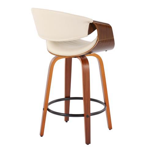 Symphony - Mid-Century Modern Counter Stool (Set of 2) - Walnut / Cream