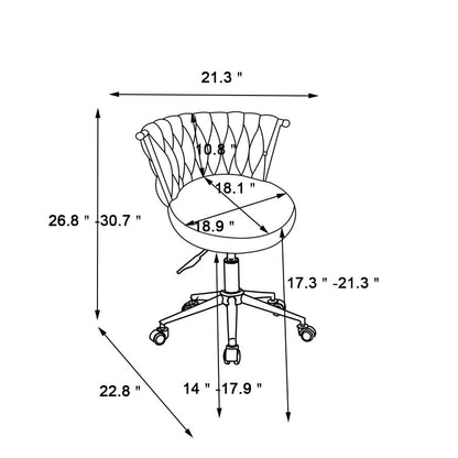 Office Desk Chair, Upholstered Home Office Desk Chairs With Adjustable Swivel Wheels, Ergonomic Office Chair For Living Room, Bedroom, Office, Vanity Study - Emerald