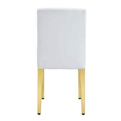 (Set of 4) Backrest Chairs With Gold Metal Legs A Perfect Match, Suitable For Minimalist And Contemporary Home Decor Styles - White / Gold