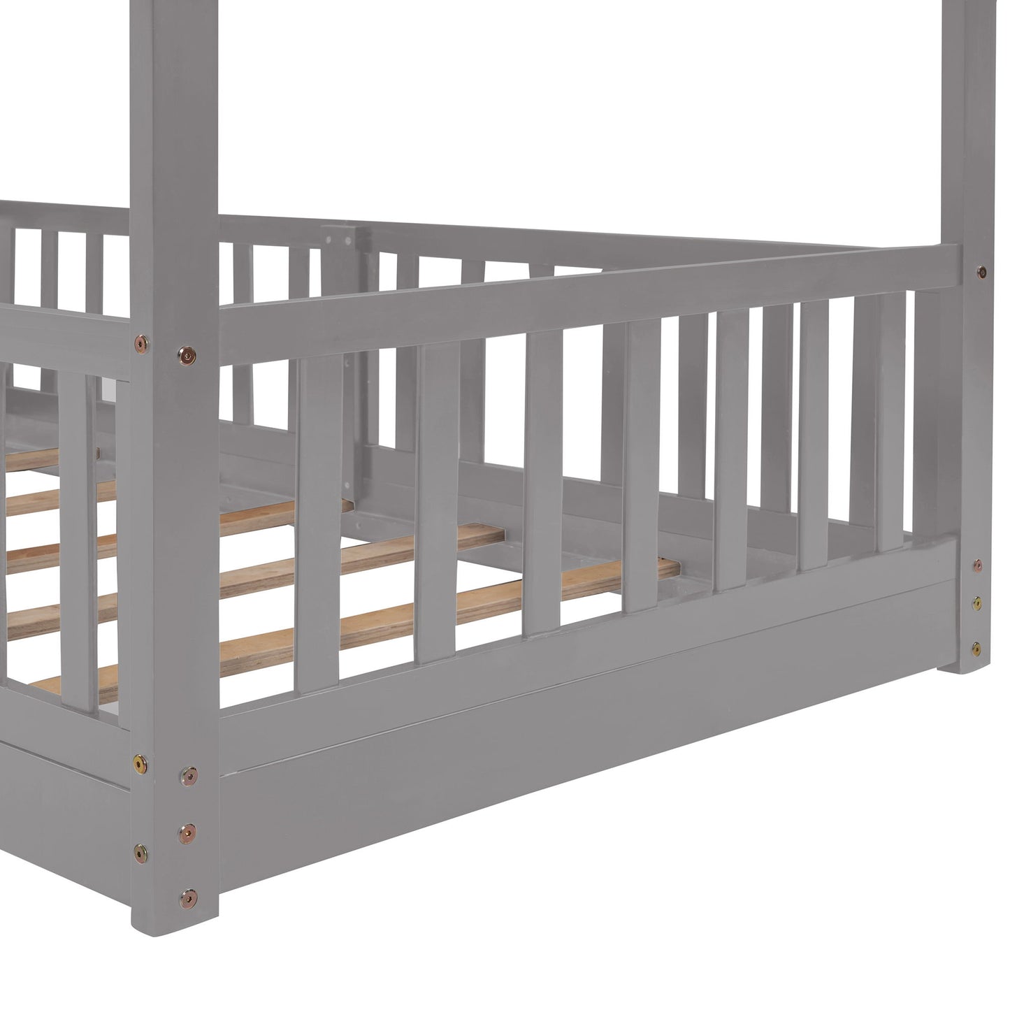 Twin Over Twin Classic Bunk Bed & Slide And Ladder - Gray
