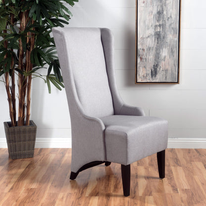 Alight - Upholstered Dining Chair With High Back And Birch Wood Legs - Light Gray