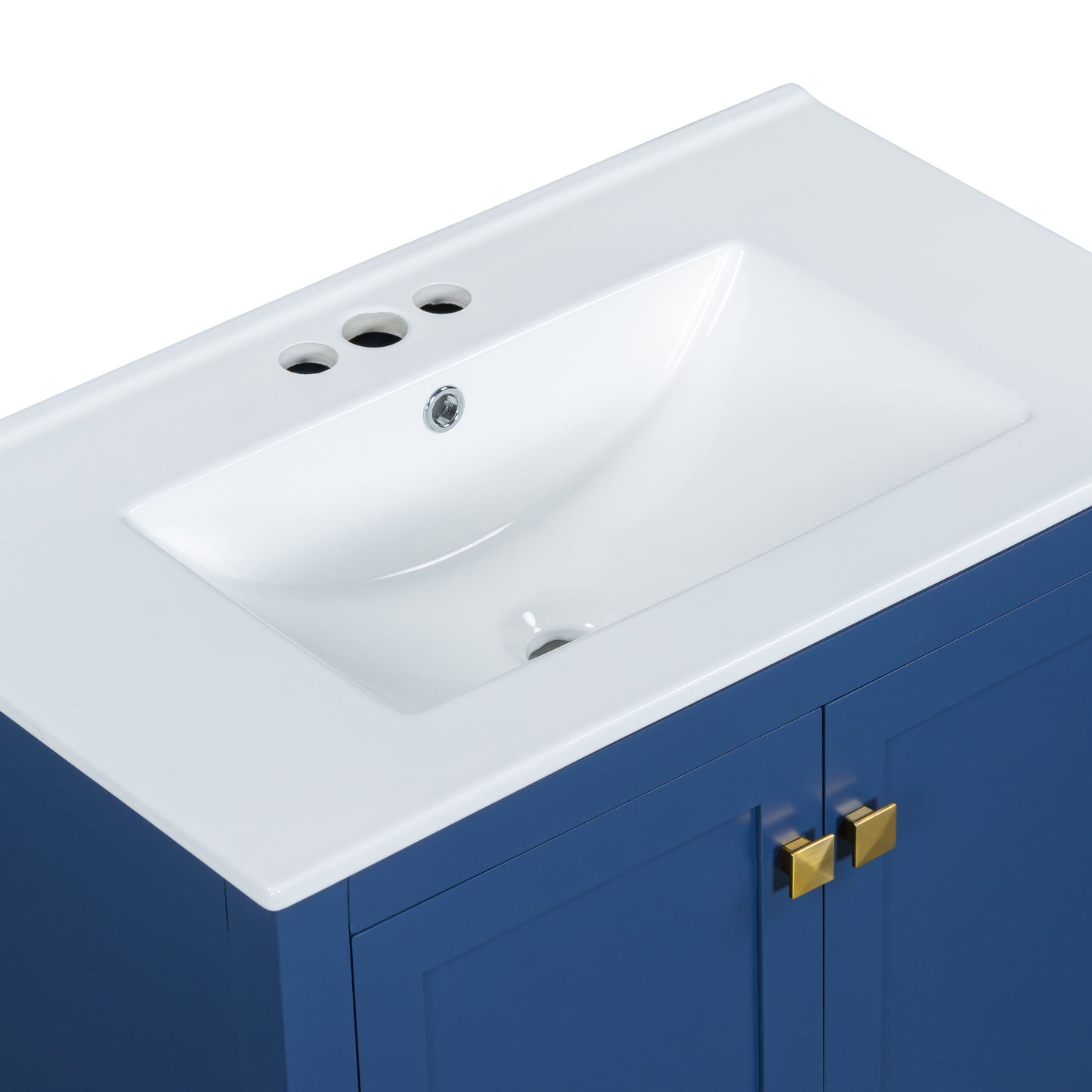 Bathroom Vanity With Single Sink, Combo Cabinet Undermount Sink, Bathroom Storage Cabinet With 2 Doors And A Drawer, Soft Closing, Multifunctional Storage, Solid Wood Frame - Blue
