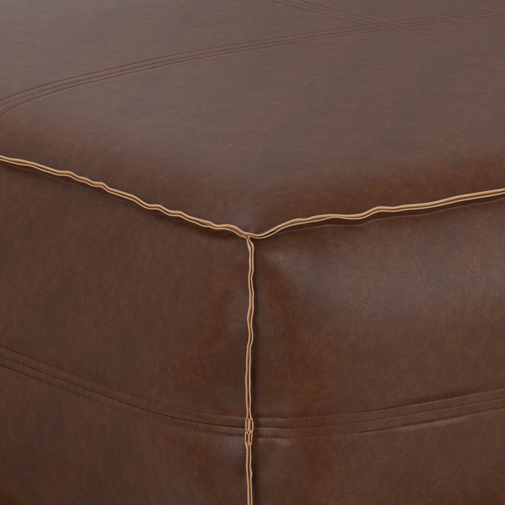 Brody - Extra Large Coffee Table Pouf - Distressed Dark Brown