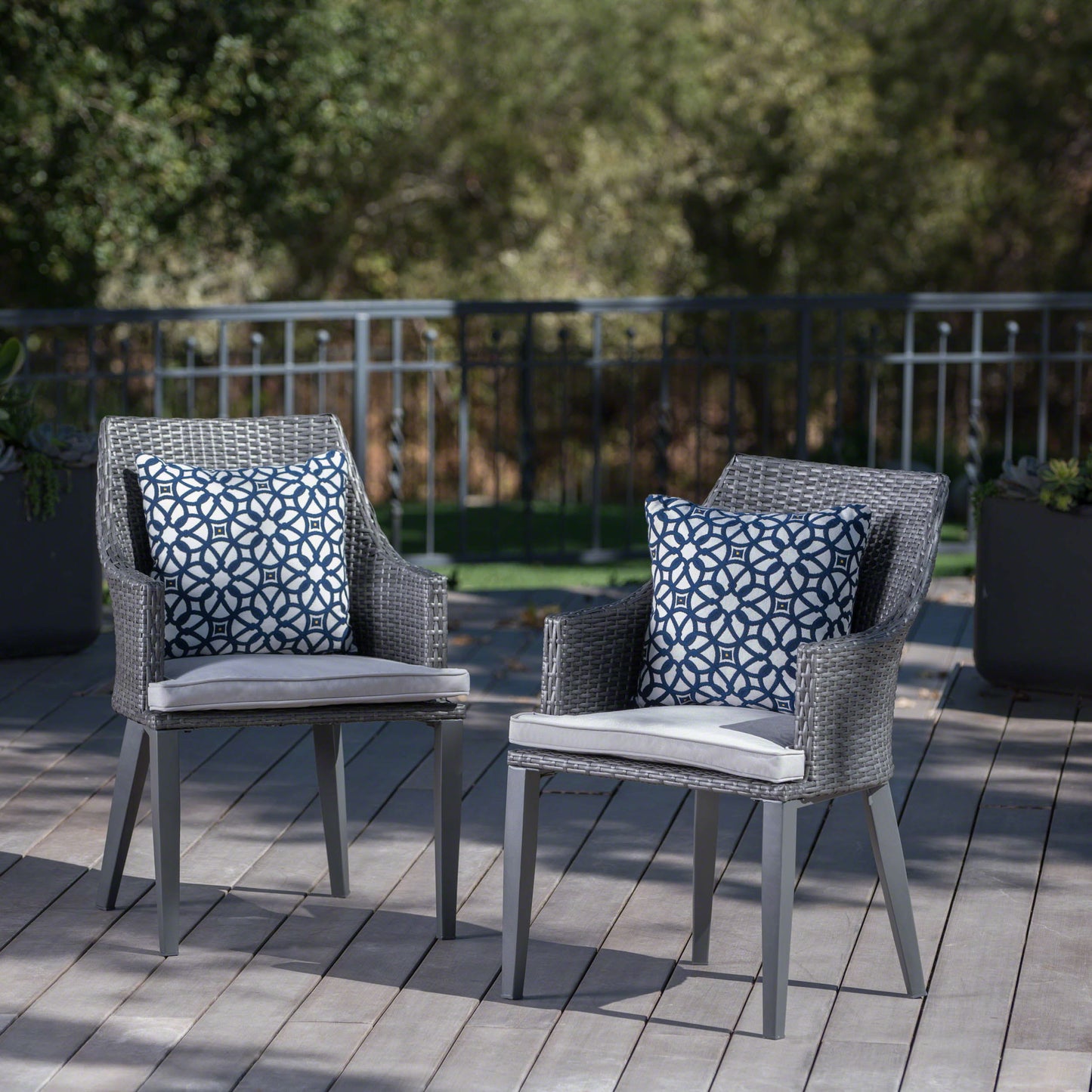 Hillhurst - Outdoor Chair, Comfortable Rattan With Weather Resistant Cushion (Set of 2) - Gray