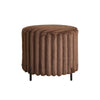 Upholstered Round Pouf Ottoman Foot Rest With Black Metal Legs - Brown