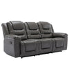 3 Seater Home Theater Recliner Manual Recliner Chair With Two Built-In Cup Holders For Living Room - Gray