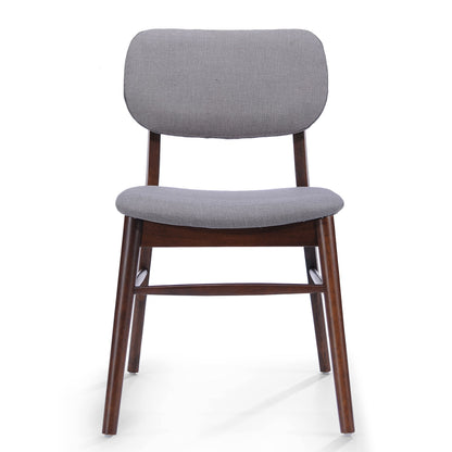 Mid Century Modern Upholstered Dining Chairs With Splayed Rubberwood Legs (Set of 2) - Light Gray