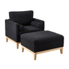 Farmhouse Upholstered Accent Chair With Ottoman Wood Base, Reversible Lid Coffee Table For Living Room - Black