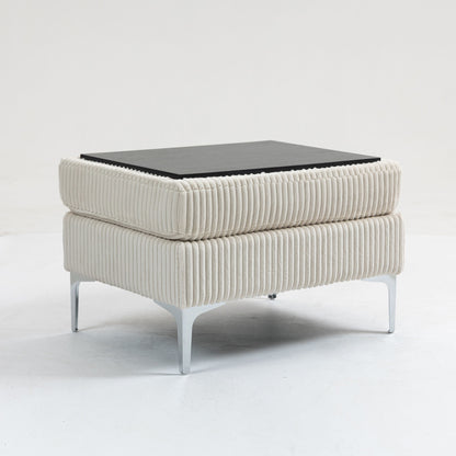 Modular Sectional Sofa Square Ottoman Module, Storage Ottoman Footrest - Beige