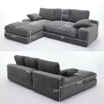 Modern Minimalist Modular Sectional Sofa Set, Upholstered Sleeper Couch - Gray