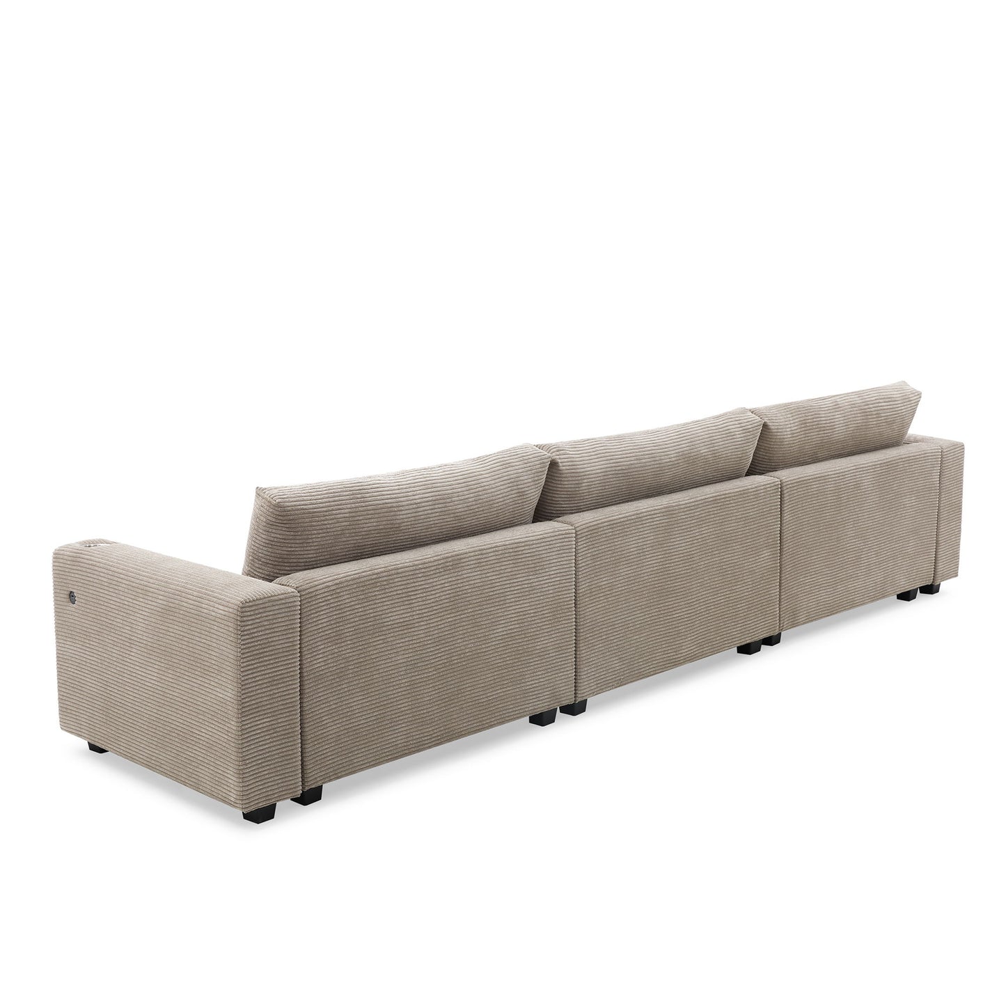 Oversized Sectional L Shaped Cloud Couch With USB Charging Port Cup Holder Deep And Wide Seat Sofa With Chaise Comfy - Khaki