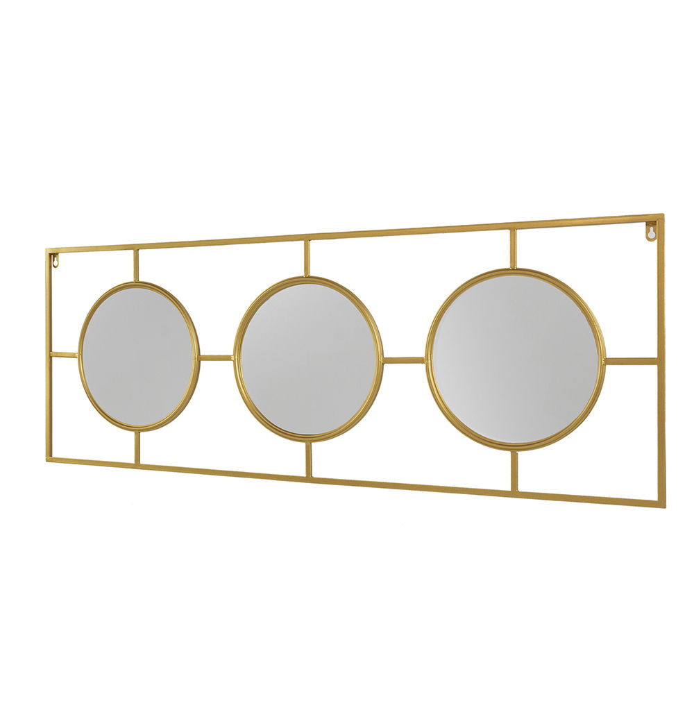 3 Mirror Piece Wall Mirror InRectangular Frame, Home Wall Decor For Bedroom Living Room - Gold
