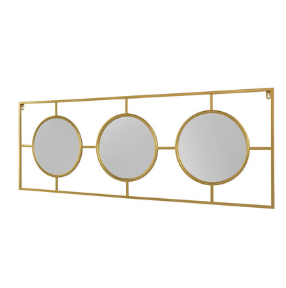 3 Mirror Piece Wall Mirror InRectangular Frame, Home Wall Decor For Bedroom Living Room - Gold
