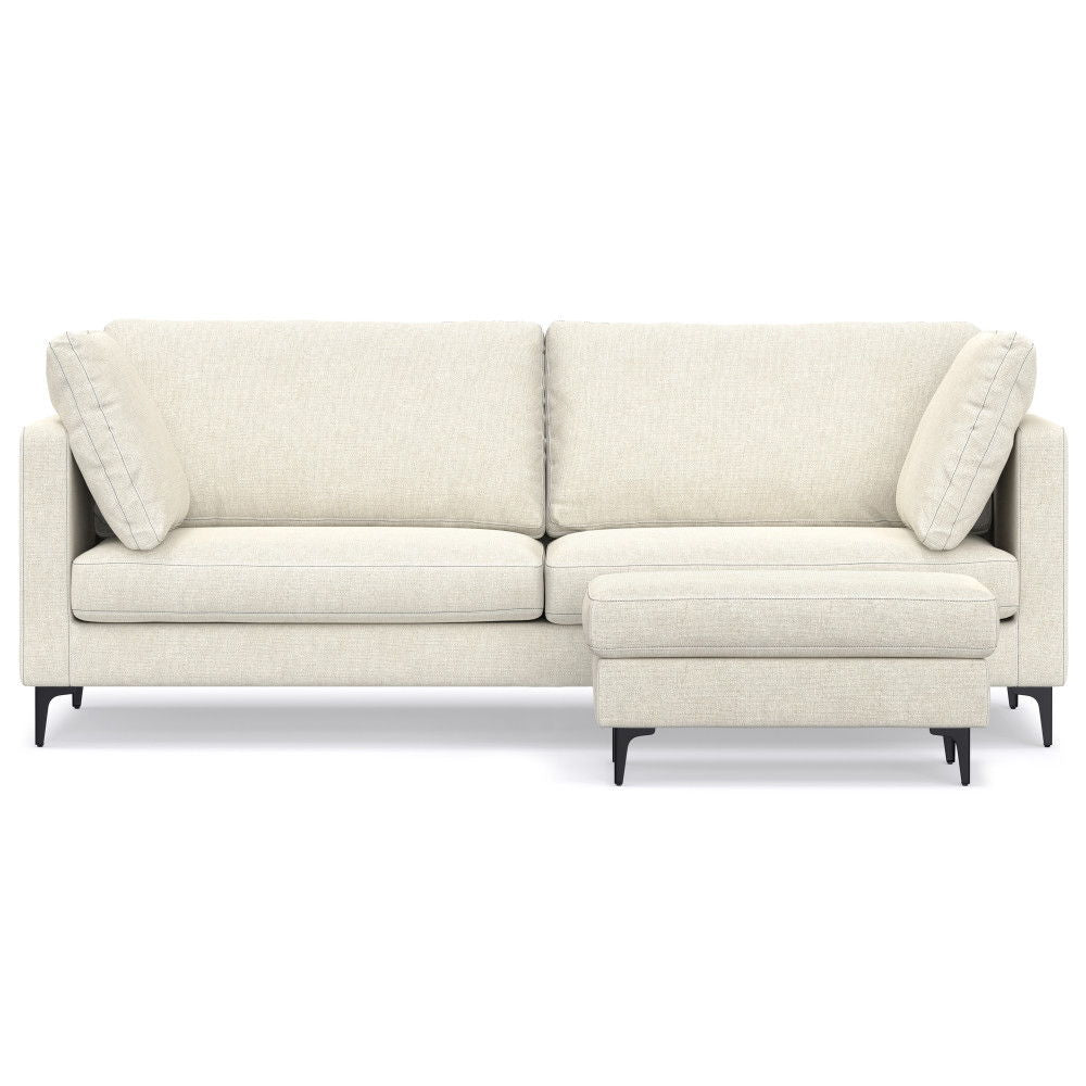 Ava - Mid Century Sofa With Ottoman Set - Cream