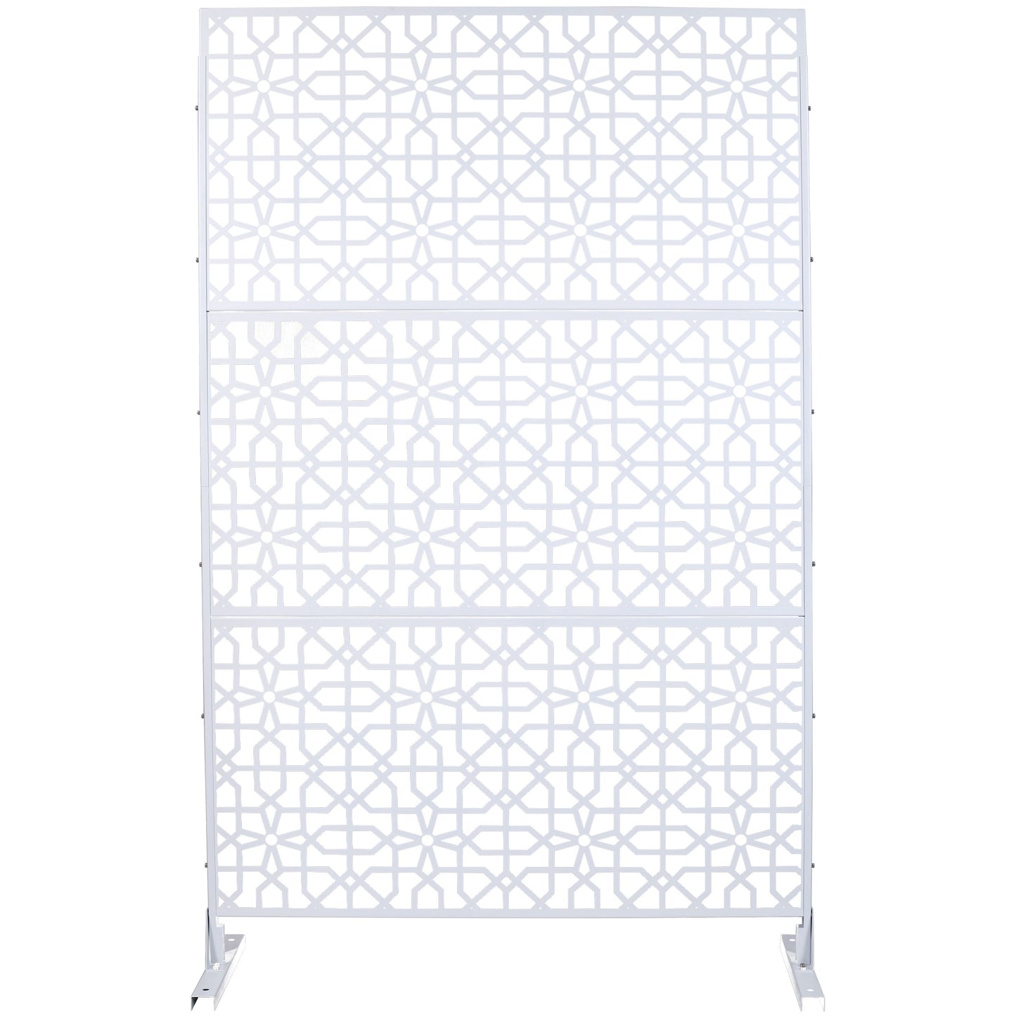Outdoor & Indoor Metal Privacy Screen Freestanding Decorative Privacy Screen - White