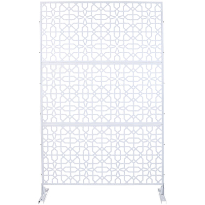 Outdoor & Indoor Metal Privacy Screen Freestanding Decorative Privacy Screen - White
