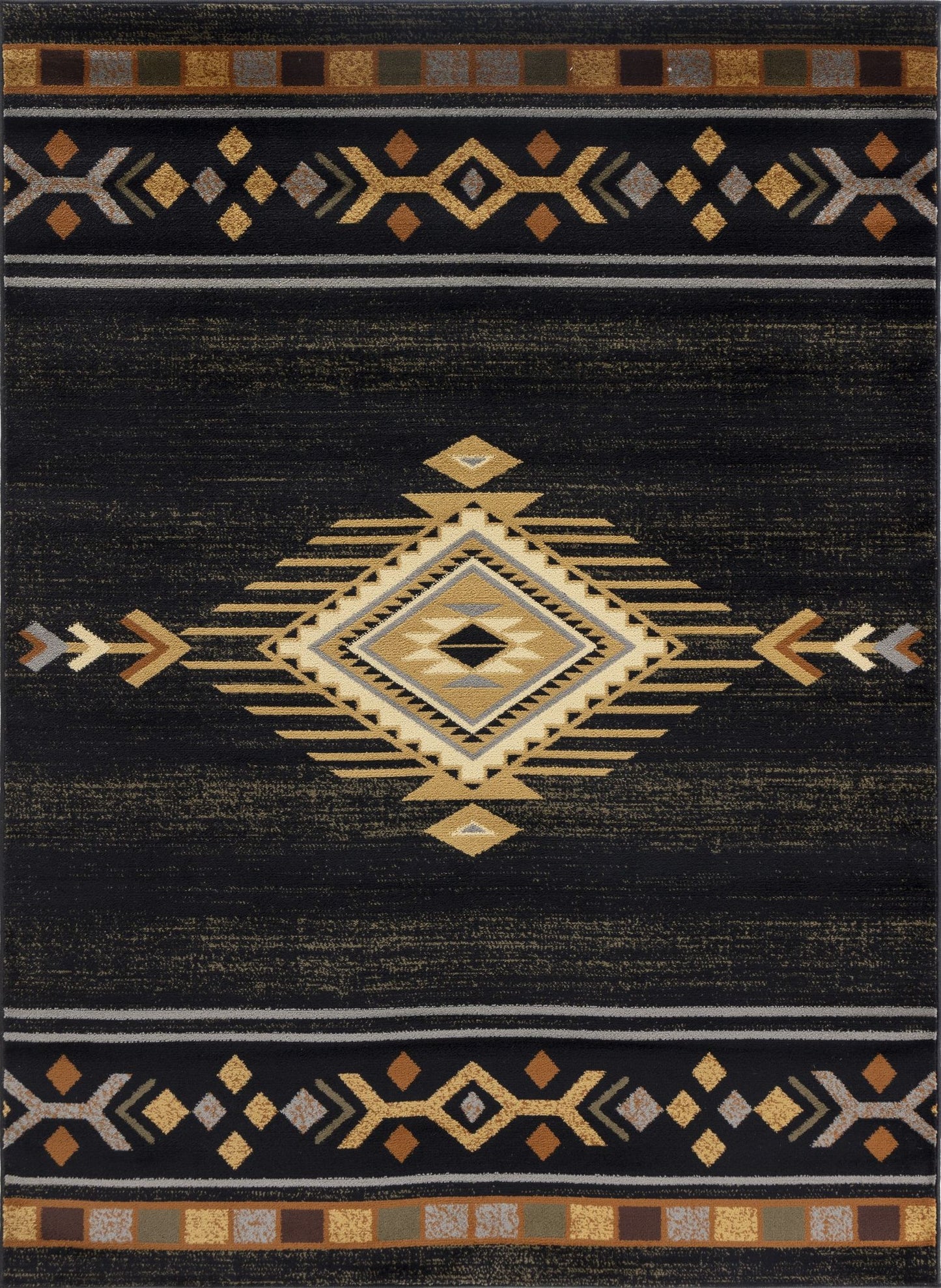 Tribes - 5'3" X 7'3" Polypropylene Southwest Area Rug - Black