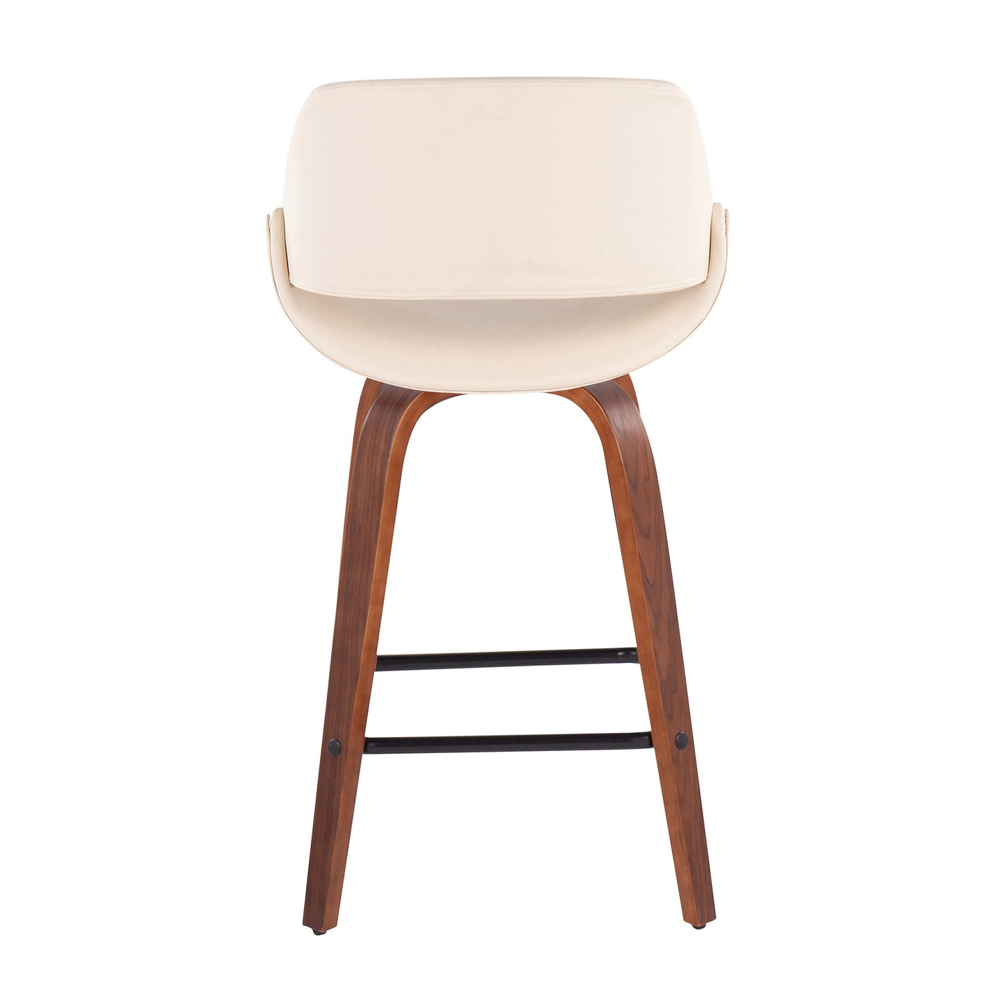 Fabrico - Mid-Century Modern Fixed Height Counter Stool With Square Footrest (Set of 2) - Walnut / Cream