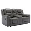 2 Seater Home Theater Recliner Manual Recliner Chair With A Storage Box And Two Cup Holders For Living Room - Gray