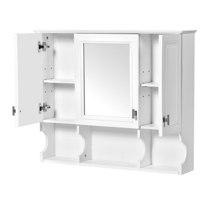 Wall Mounted Bathroom Medicine Cabinet, Modern Bathroom Wall Cabinet With Mirror, Mirror Cabinet With Open Shelves - White
